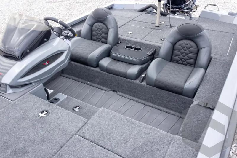 Slide: The Image of 2026 Vexus AVX 1980 boat interior with sleek seating and modern dashboard design. - 28