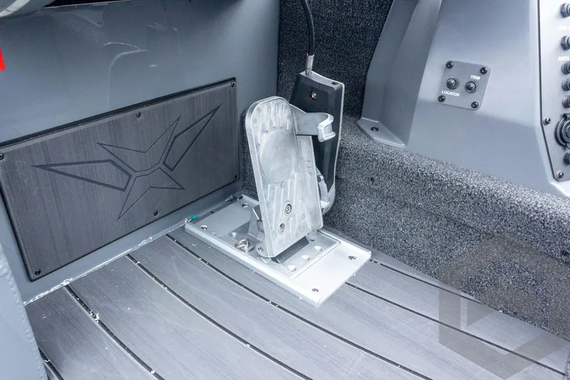 Slide: The Image of Interior of 2026 Vexus AVX 1980 boat showing foot pedal and control panel. - 64