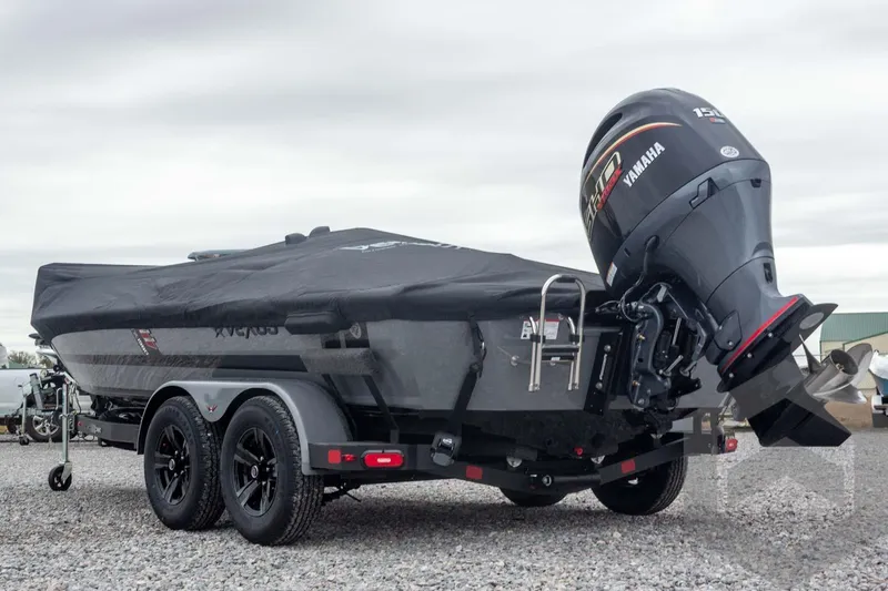 Slide: The Image of 2026 Vexus AVX 1980 boat with Yamaha engine, covered and on a trailer. - 71