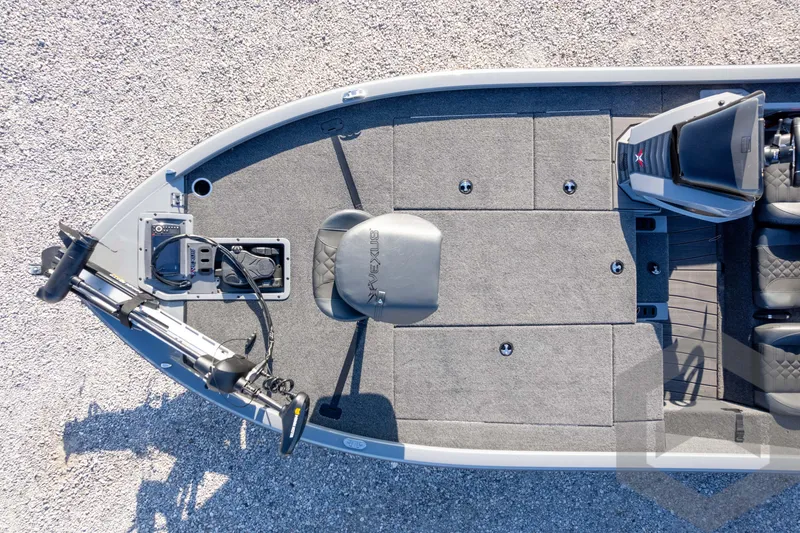 Slide: The Image of 2026 Vexus AVX 1980 boat deck with seating and control panel, aerial view. - 74