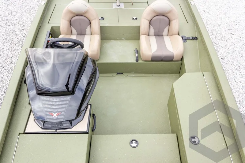 Slide: The Image of 2026 Vexus Defender 181 boat interior with dual seats and steering console. - 36