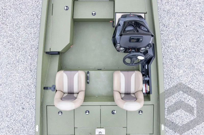 Slide: The Image of 2026 Vexus Defender 181 boat interior with dual seats and control console. - 53