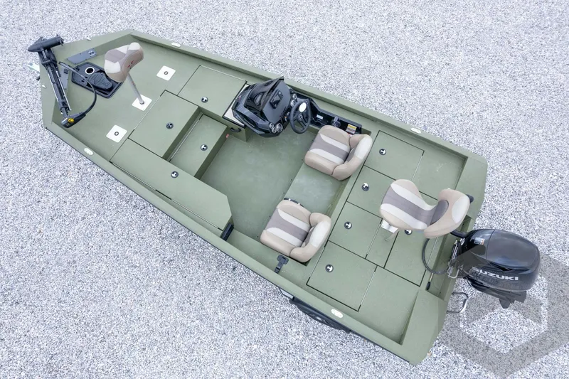 Slide: The Image of 2026 Vexus Defender 181 boat with Suzuki motor, featuring spacious seating and storage. - 56