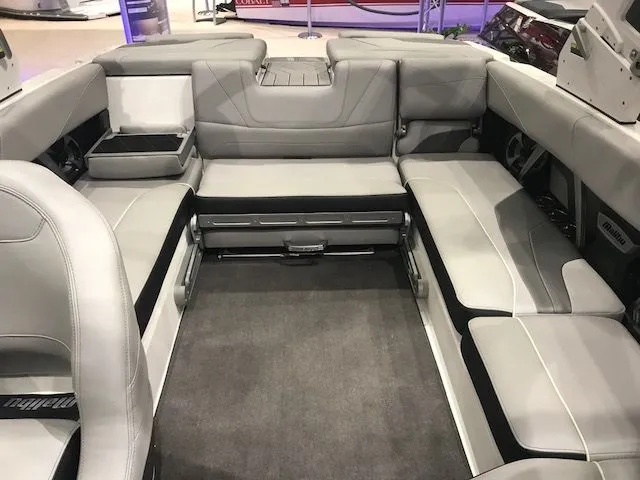 Slide: The Image of Interior of 2018 Malibu Wakesetter 22 MXZ with gray seating. - 5