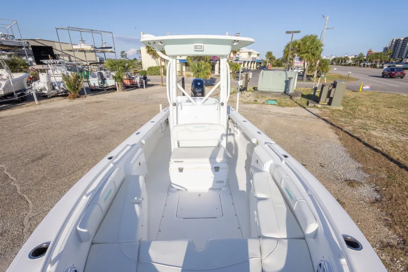 Slide: The Image of 2008 Everglades 243 Center Console boat on display at a marina. - 18