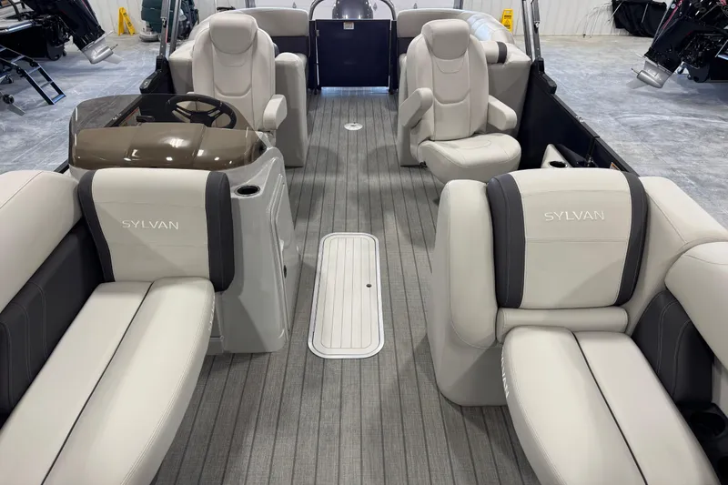 Slide: The Image of 2023 Sylvan X-3 boat interior with luxurious seating and modern design. - 7