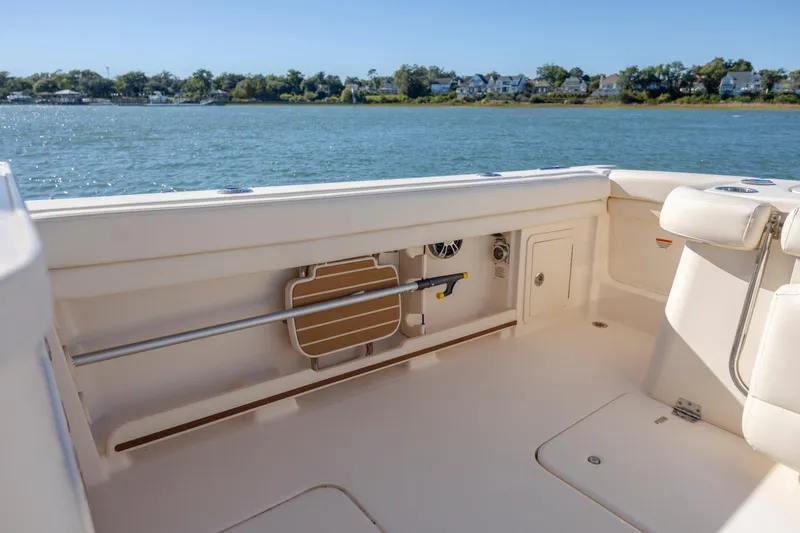 Slide: The Image of 2020 Grady-White Freedom 307 boat interior with scenic water view. - 27