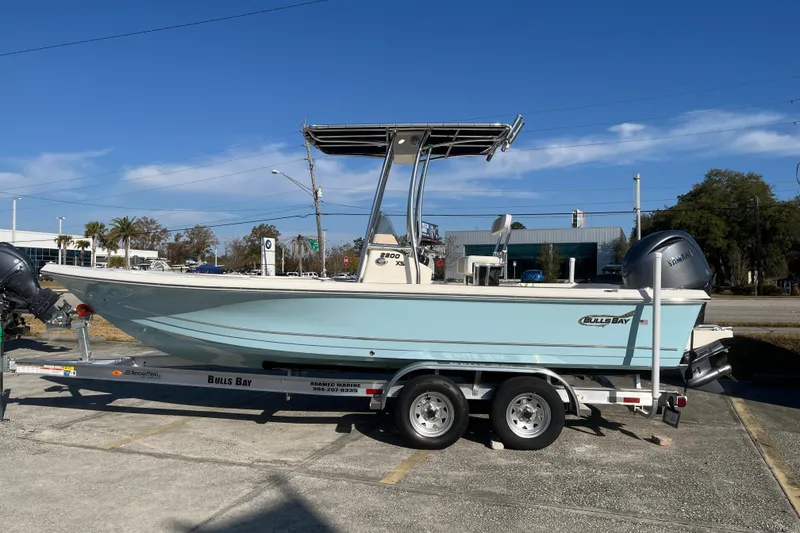 The Image of 2026 Bulls Bay 2200 boat on trailer, parked outdoors under clear blue sky. - 0