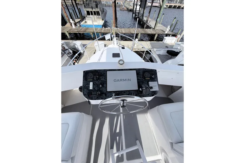 Slide: The Image of 2008 Great Harbour N37 yacht helm with Garmin navigation system at dock. - 20