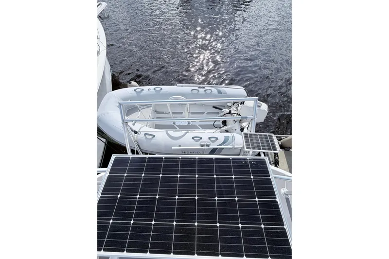 Slide: The Image of Solar panels and inflatable boat on 2008 Great Harbour N37 yacht. - 21