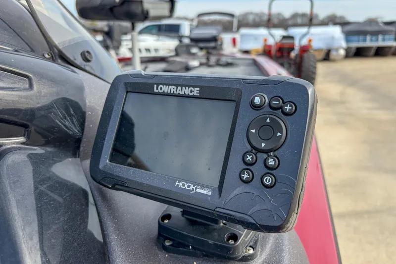 Slide: The Image of Lowrance fish finder on 2021 Tracker Pro Team 195 TXW boat dashboard. - 6
