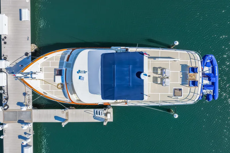 Slide: The Image of Overhead view of 2008 DeFever 52 Euro yacht docked at marina. - 4