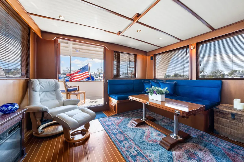 Slide: The Image of Luxurious interior of 2008 DeFever 52 Euro yacht with elegant seating and decor. - 60