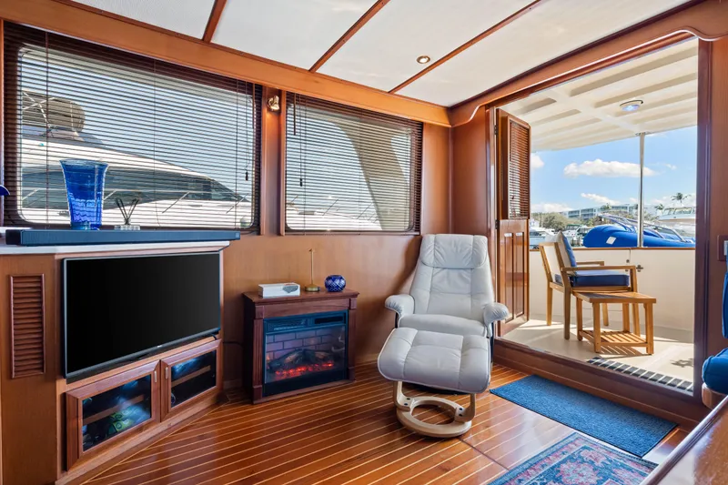 Slide: The Image of Luxurious interior of 2008 DeFever 52 Euro yacht with elegant seating and modern amenities. - 61