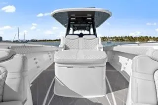 Slide: The Image of 2023 HCB 39 Speciale luxury boat interior with plush seating and modern design. - 18