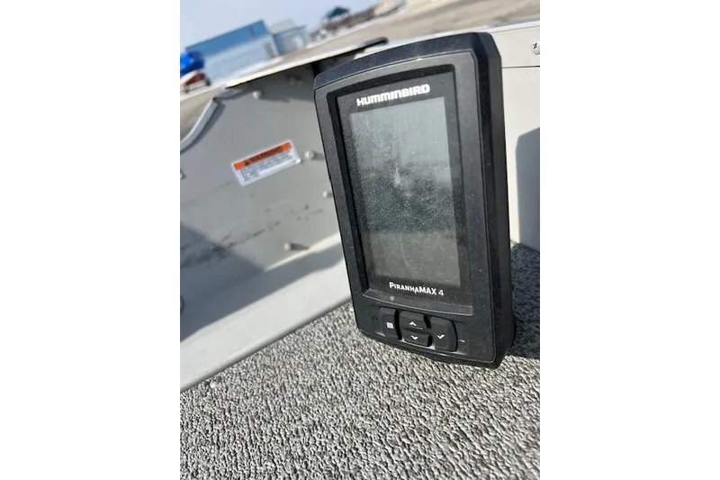 Slide: The Image of Fishfinder device on 2019 Starcraft Patriot 16 TL boat deck. - 3