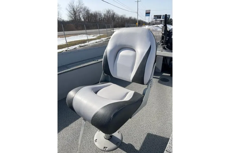 Slide: The Image of Gray and black boat seat on a 2019 Starcraft Patriot 16 TL. - 6