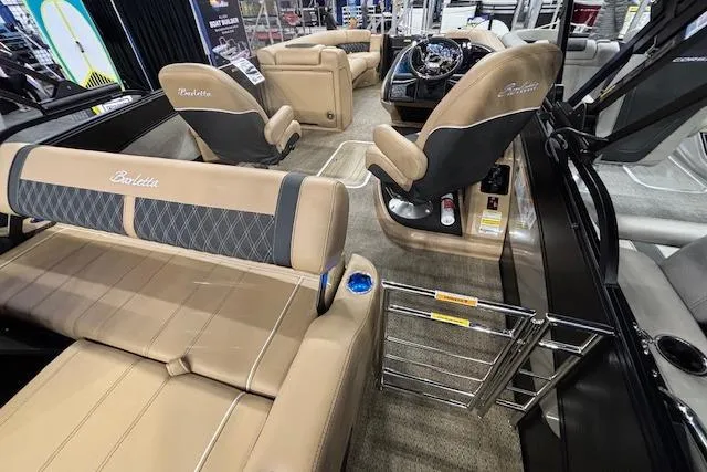 Slide: The Image of Luxurious interior of 2026 Barletta Lusso 25UC pontoon boat with plush seating and modern design. - 20