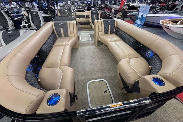 Slide: The Image of Luxurious interior of 2026 Barletta Lusso 25UC pontoon boat with plush seating and modern design. - 3