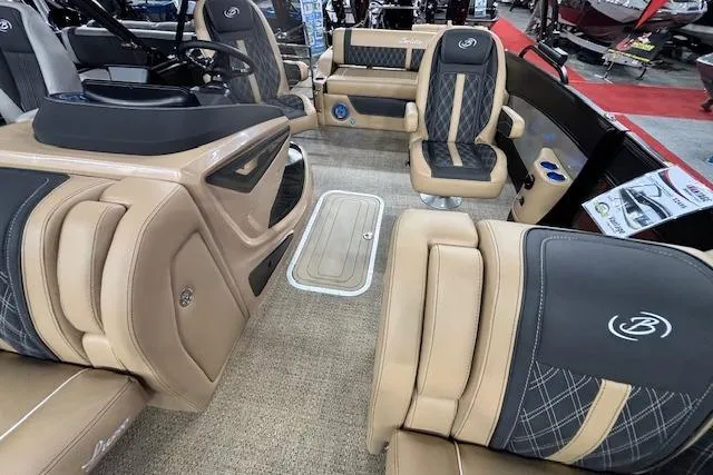 Slide: The Image of Luxurious interior of 2026 Barletta Lusso 25UC pontoon boat with elegant seating and modern design. - 5