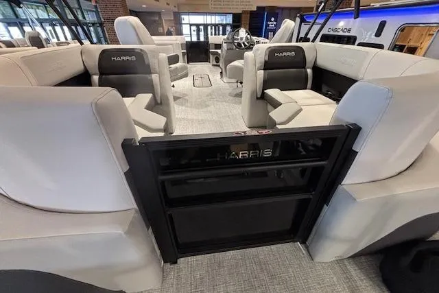 Slide: The Image of 2026 Harris Cruiser 230 interior with luxurious seating and modern design. - 20