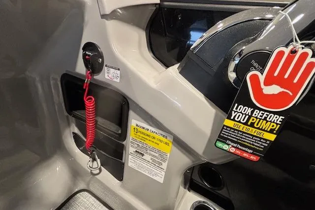 Slide: The Image of 2026 Harris Cruiser 230 dashboard with safety warning and fuel instructions. - 24