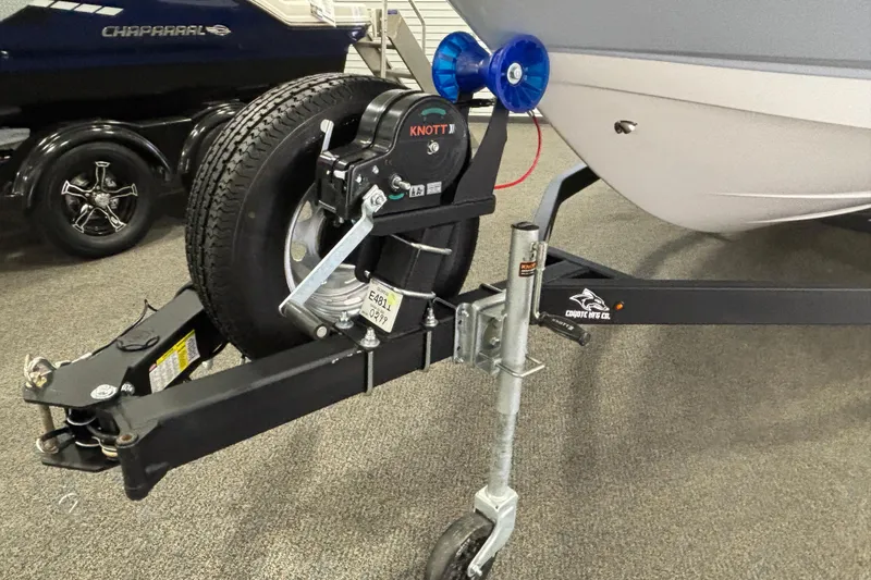 Slide: The Image of Chaparral 21 SSi Ski & Fish 2026 boat trailer with spare tire. - 4