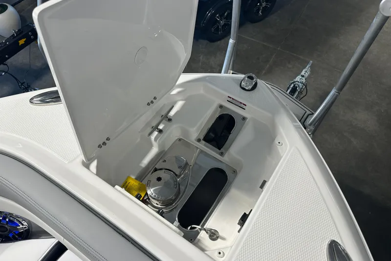 Slide: The Image of Chaparral SSX 8 2026 anchor compartment with open lid. - 18