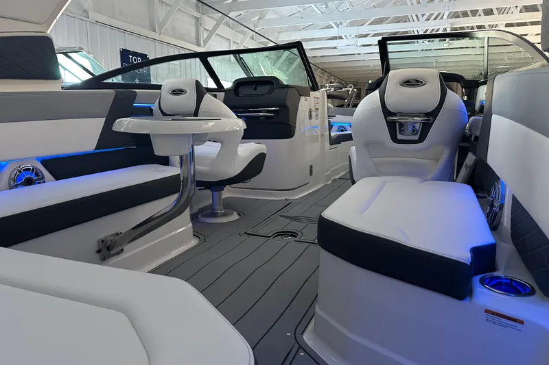 Slide: The Image of Interior of 2026 Chaparral SSX 8 boat with luxurious seating and modern design. - 22