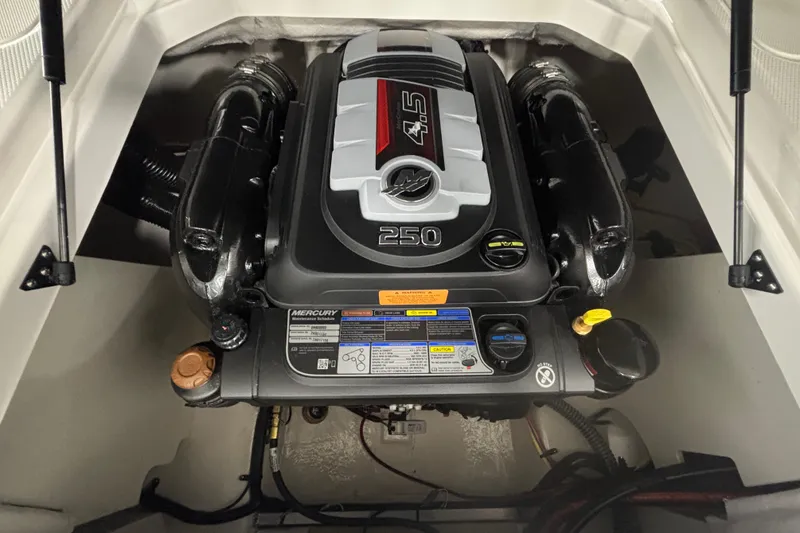 Slide: The Image of 2026 Chaparral 21 SSi boat engine, Mercury 4.5L 250 horsepower, detailed view. - 16