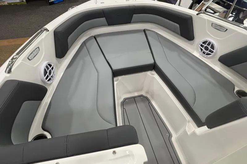 Slide: The Image of Interior of 2026 Chaparral 21 SSi with gray upholstery. - 11