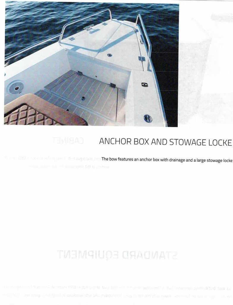Slide: The Image of Axopar 37 SUN TOP 2019 anchor box and stowage locker at bow. - 14