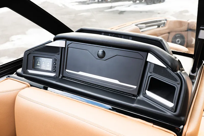 Slide: The Image of 2024 Supra SE interior dashboard with touchscreen and sleek design. - 44