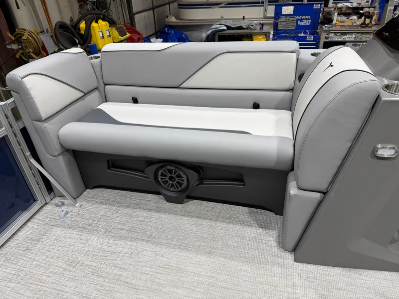 Slide: The Image of Interior of the 2026 Tahoe Sport 2180 Quad Lounge boat. - 26