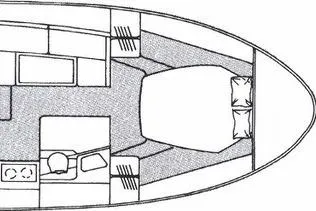 Slide: The Image of Floor plan of 1989 Pearson 34 Convertible boat interior layout. - 24