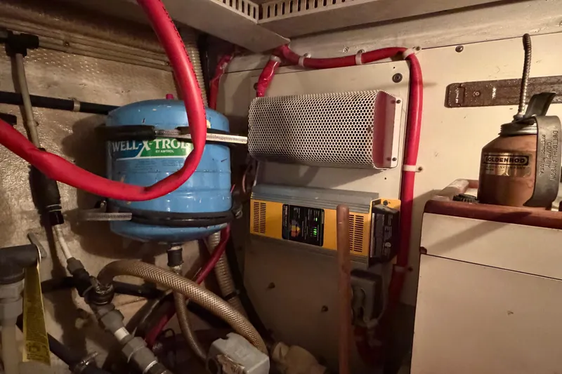 Slide: The Image of Engine room of 1984 Gulfstar 49 Motor Yacht with Well-X-Trol tank and equipment. - 77