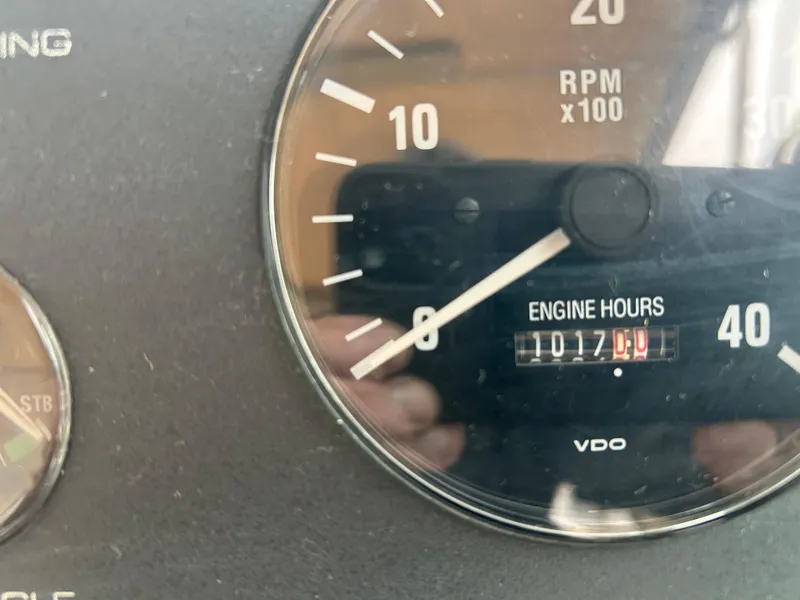 Slide: The Image of Close-up of Tiara Yachts 3500 Express 1997 engine hour meter showing 1017 hours. - 15