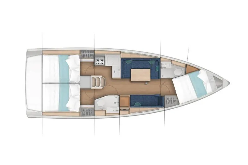 Slide: The Image of Manufacturer Provided Image: 2026 Jeanneau Sun Odyssey 380 interior layout with cabins, kitchen, and seating area. - 20