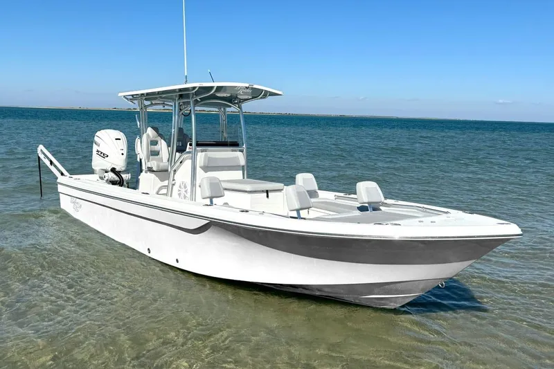 Slide: The Image of Manufacturer Provided Image: 2025 Bay Rider 269 Bay boat in shallow water, featuring sleek design and modern outboard motor. - 4