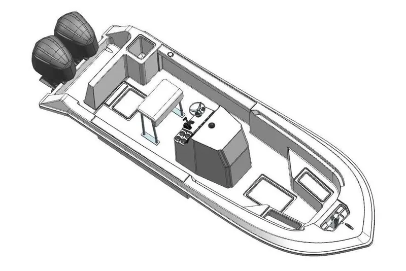 Slide: The Image of Manufacturer Provided Image: 2025 Bay Rider 25 Offshore boat design with dual engines, spacious deck, and modern console. - 11