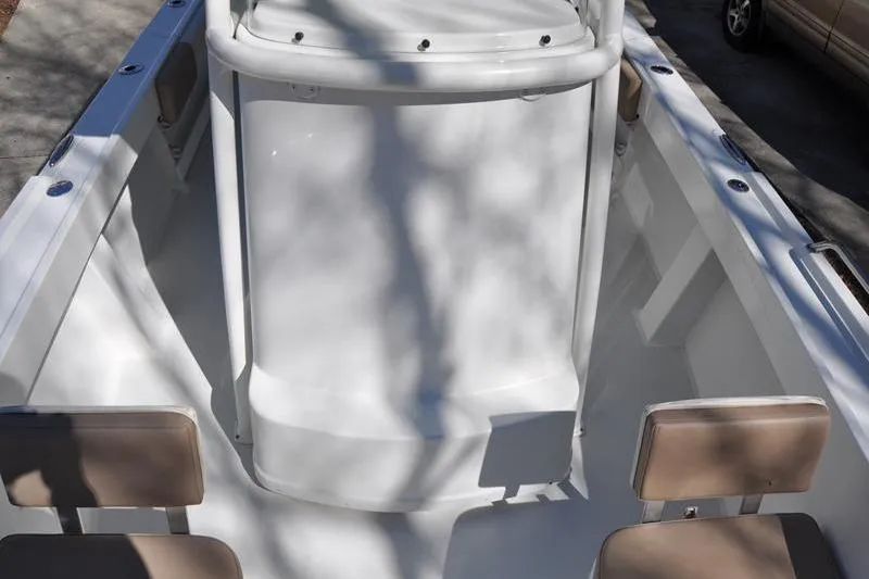 Slide: The Image of 2018 Parker 2300 Center Console boat interior with seating and console view. - 37
