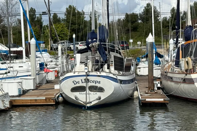 Slide: The Image of Sailboat "De Linceps" docked at marina, Mariner Mayflower 1981 model, Montclair, CA. - 7
