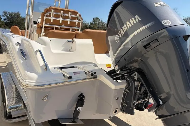 Slide: The Image of 2025 Key West 239 FS boat with Yamaha 250 engine, featuring sleek design and comfortable seating. - 11
