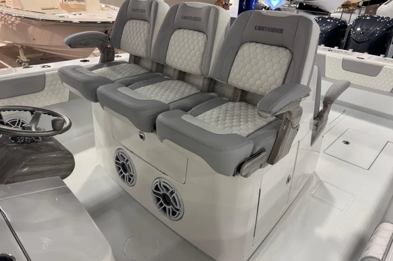 Slide: The Image of 2026 Contender 39 ST boat interior with luxurious seating and modern design. - 18
