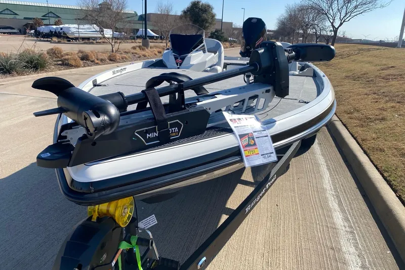 Slide: The Image of 2026 Ranger Z520 boat with Minn Kota Ultrex motor on a trailer. - 5