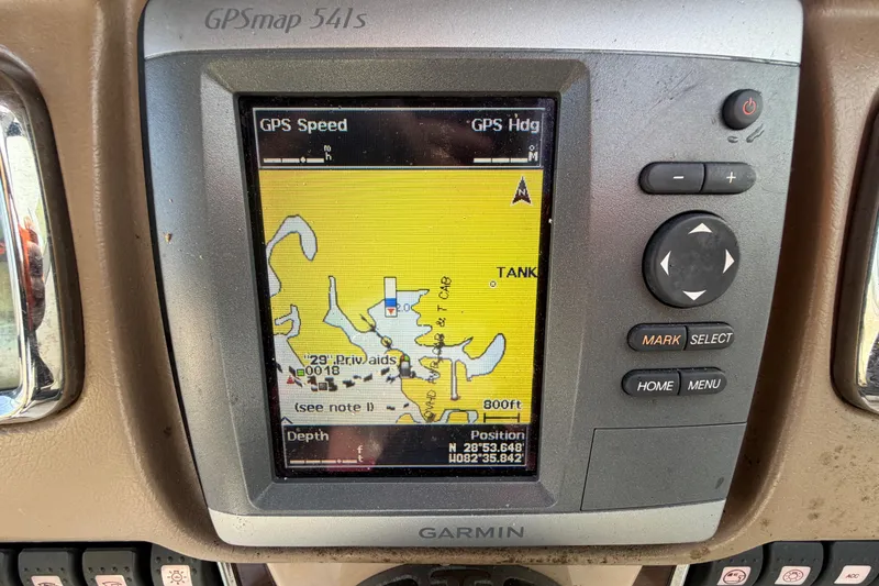 Slide: The Image of Garmin GPSmap 541s on 2014 Chaparral 225 SSi boat dashboard, displaying navigation map. - 29