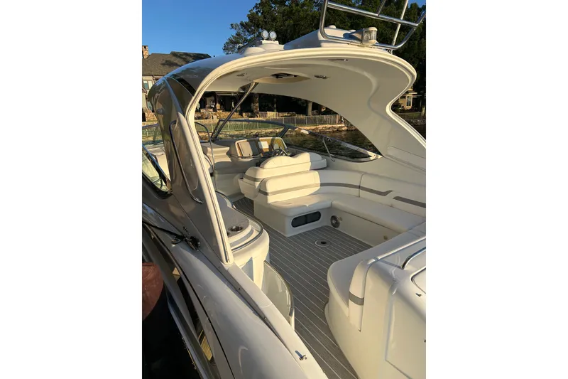 Slide: The Image of 2008 Formula 400 Super Sport boat interior with sleek seating and modern design. - 8