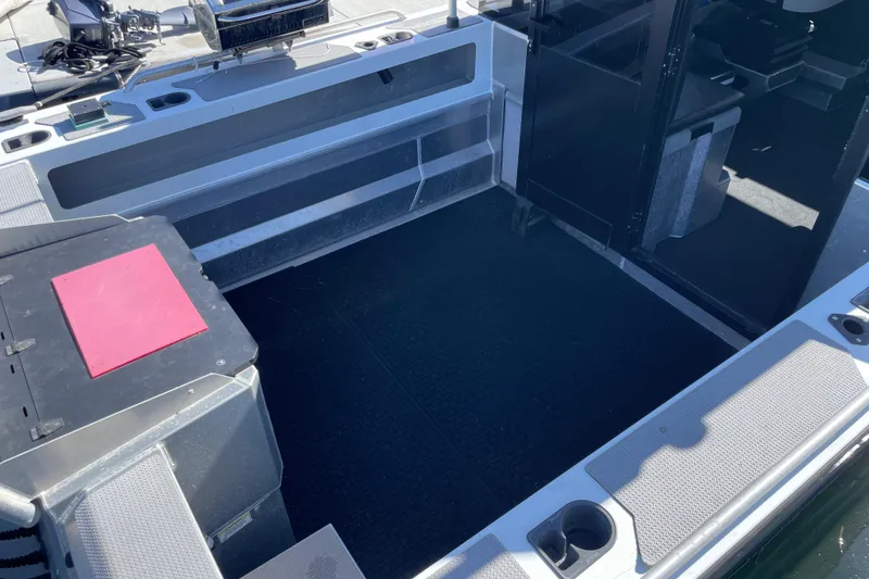 Slide: The Image of Twin Yamaha 150 outboard engines on a 2017 Stabicraft 2500 Ultracab XL boat. - 22