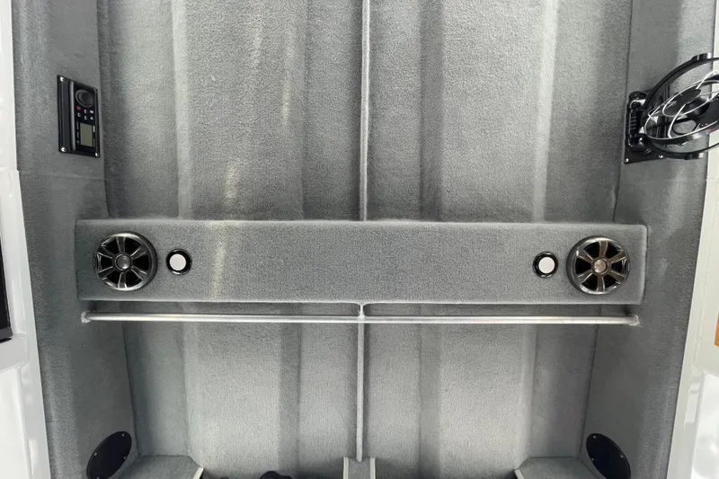 Slide: The Image of Interior view of 2017 Stabicraft 2500 Ultracab XL with speakers and control panel. - 60