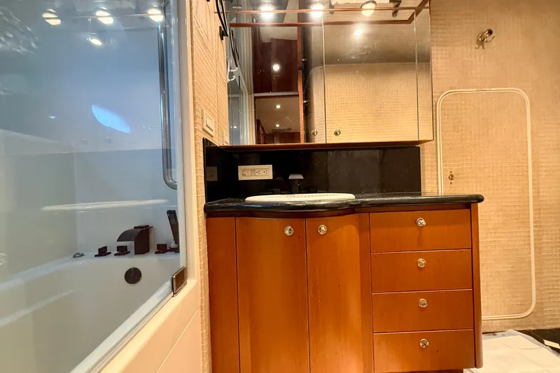 Slide: The Image of Luxurious bathroom interior of 2002 Cheoy Lee 72 Raised Pilot House Motor Yacht. - 27